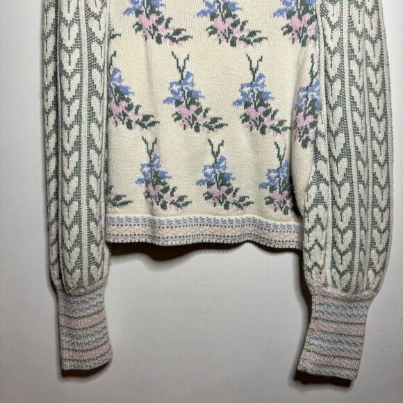 LoveShackFancy Warwick Cropped Floral Pullover Sweater - Picture 6 of 10